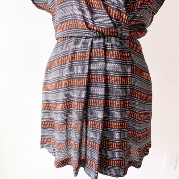 Maje Solene Silk V-Neck Mini Dress Dolan Sleeve Orange Black Size Small - Picture 6 of 9